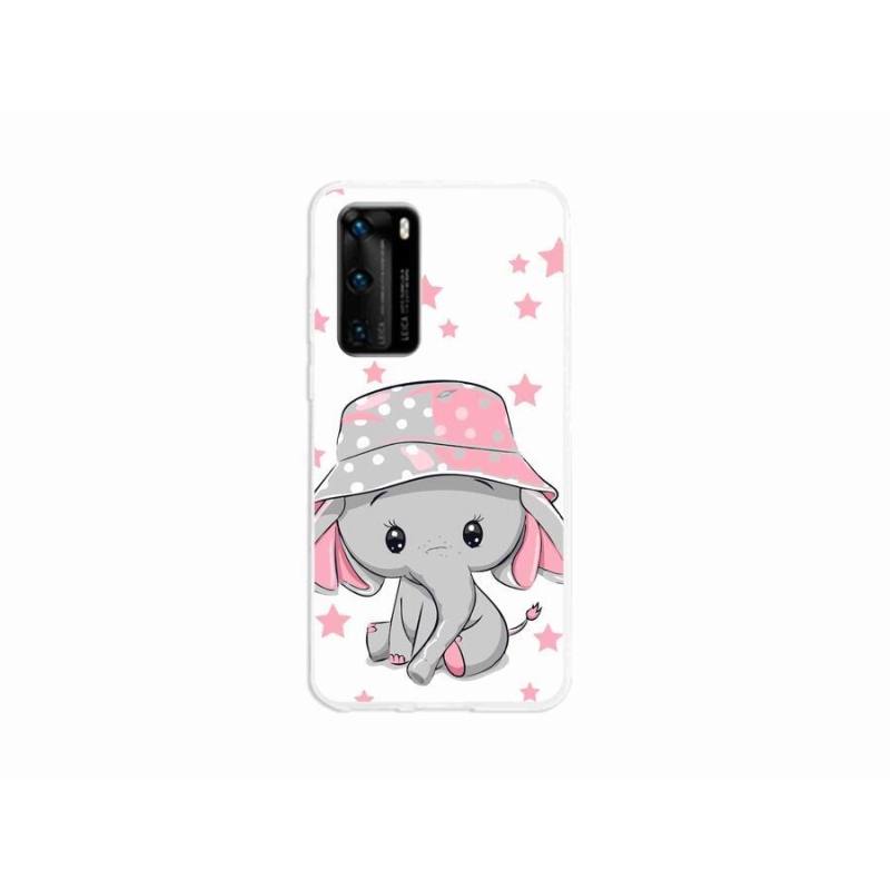 Gelový kryt mmCase na mobil Huawei P40 - růžový slon