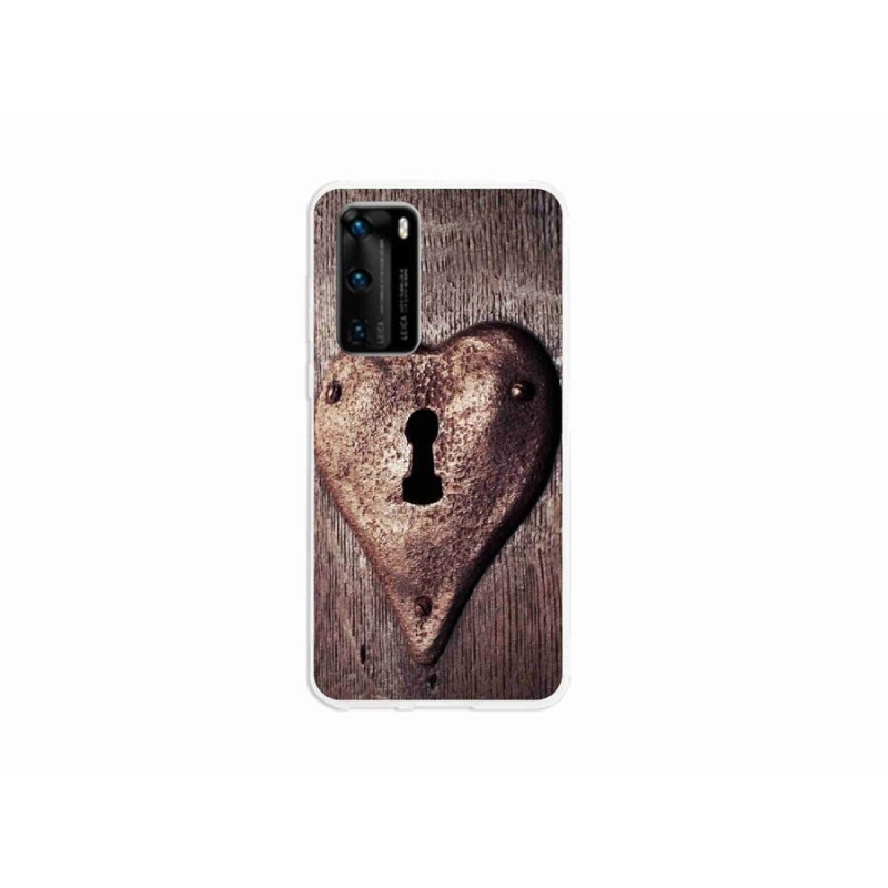 Gelový kryt mmCase na mobil Huawei P40 - zámek ve tvaru srdce