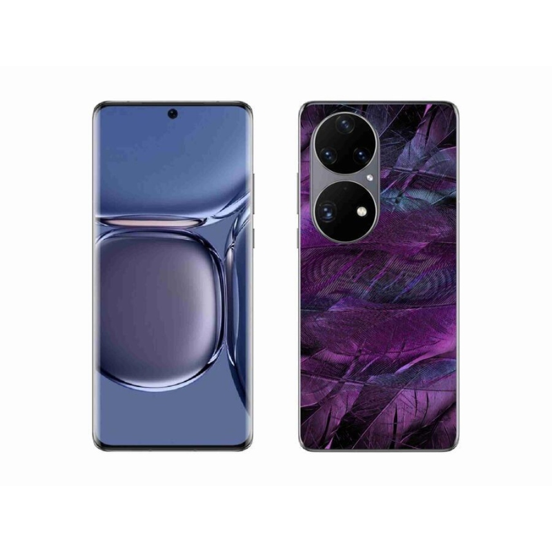 Gelový kryt mmCase na mobil Huawei P50 Pro - fialová pírka