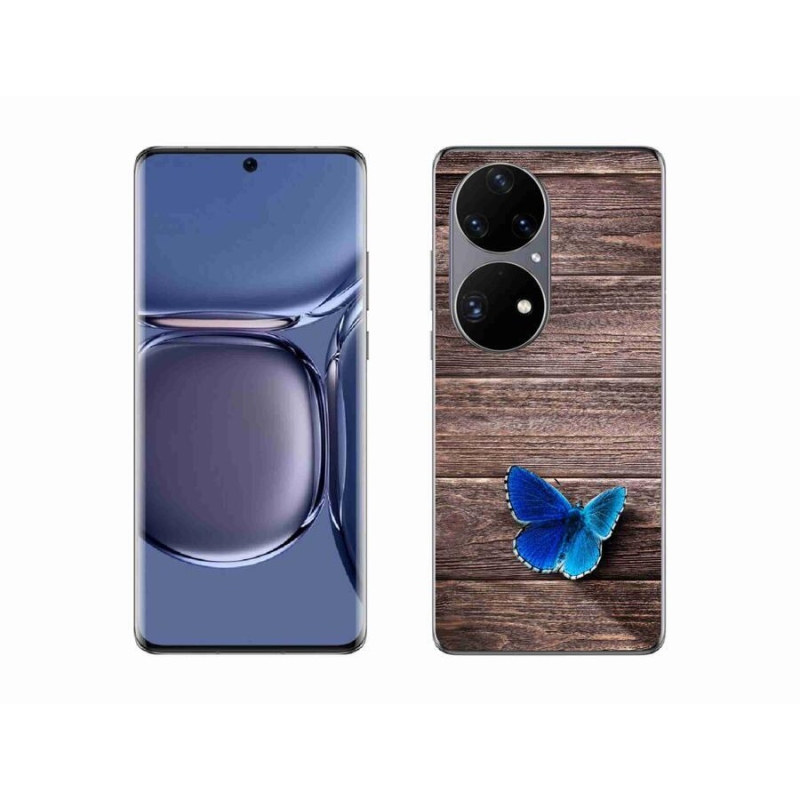 Gelový kryt mmCase na mobil Huawei P50 Pro - modrý motýl 1