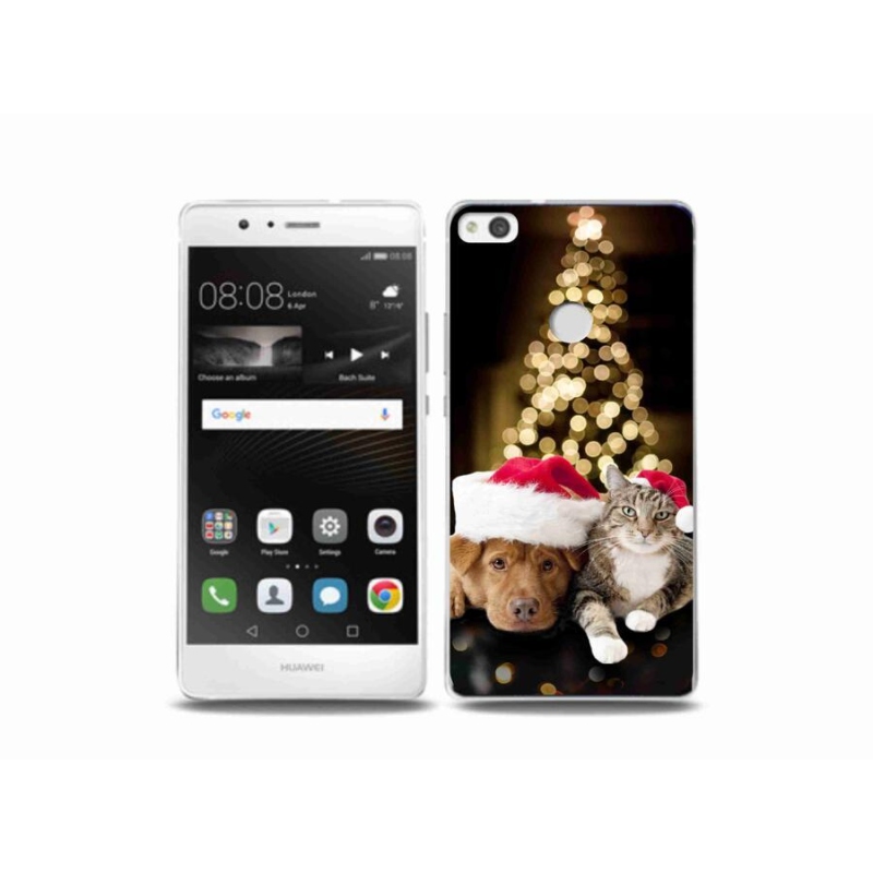 Gelový kryt mmCase na mobil Huawei P9 Lite (2017) - vánoční pes a kočka