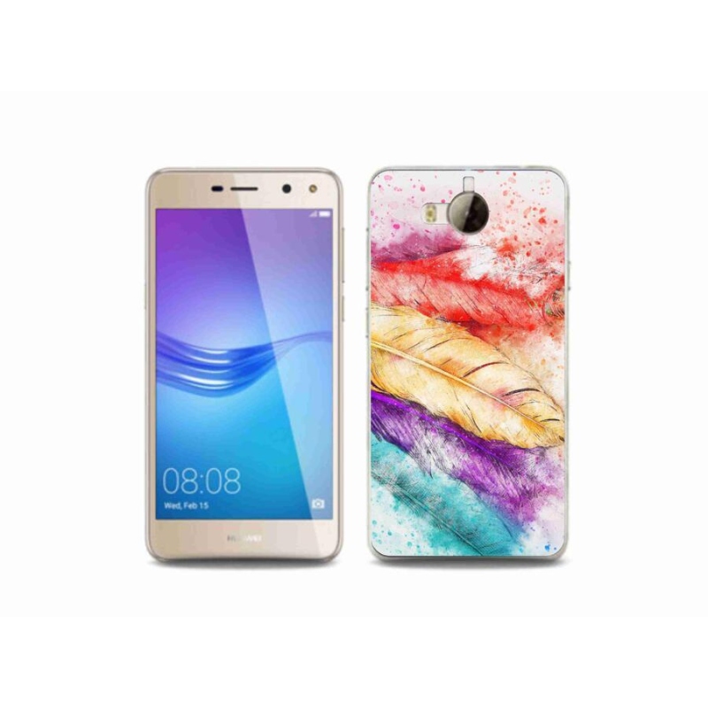 Gelový kryt mmCase na mobil Huawei Y6 (2017) - barevné peří