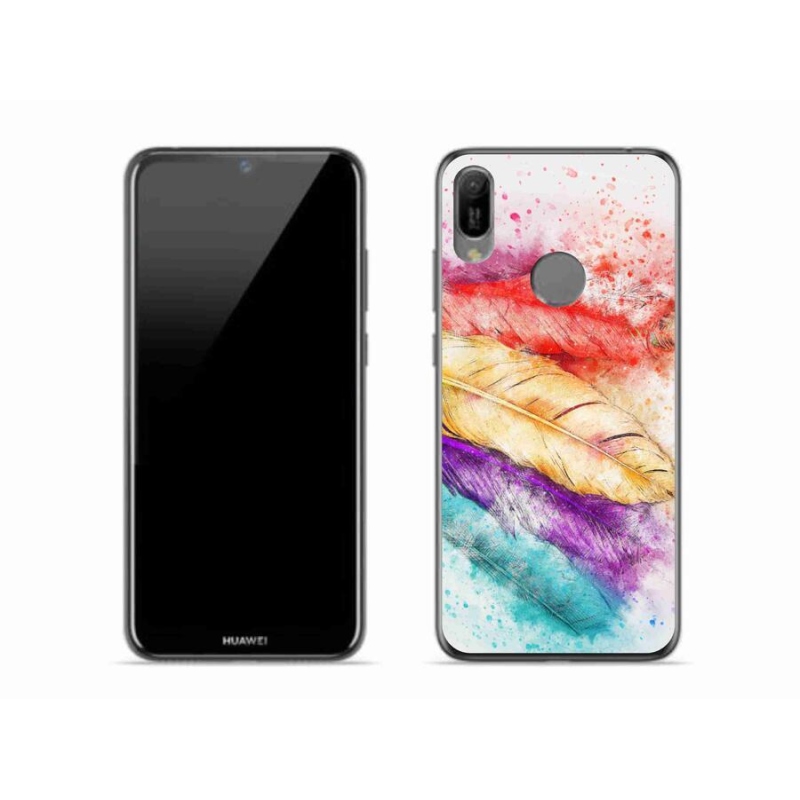 Gelový kryt mmCase na mobil Huawei Y6 (2019) - barevné peří