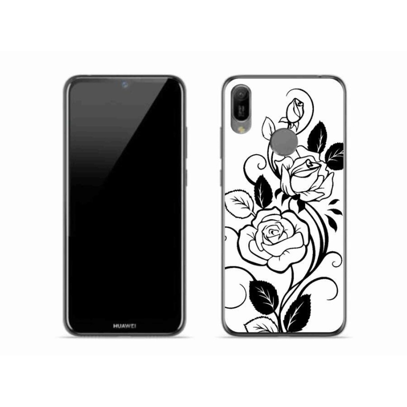 Gelový kryt mmCase na mobil Huawei Y6 (2019) - černobílá růže