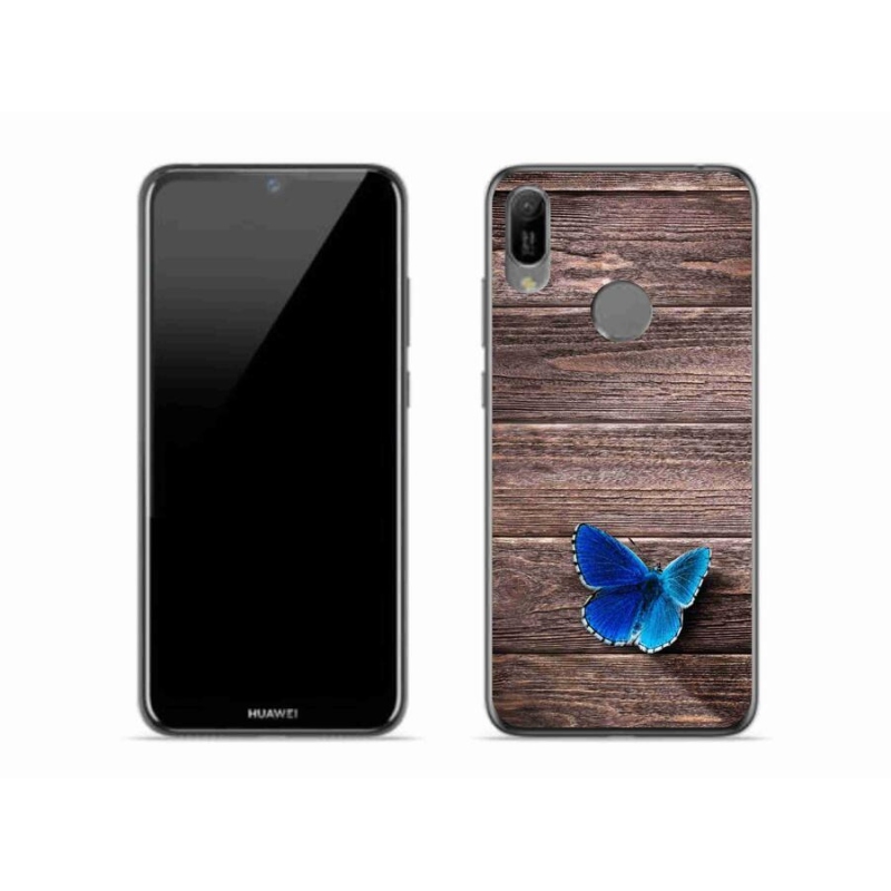Gelový kryt mmCase na mobil Huawei Y6 (2019) - modrý motýl 1
