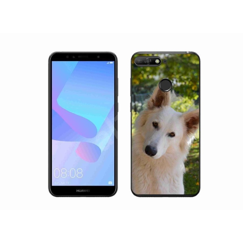 Gelový kryt mmCase na mobil Huawei Y6 Prime (2018) - bílý švýcarský ovčák 1