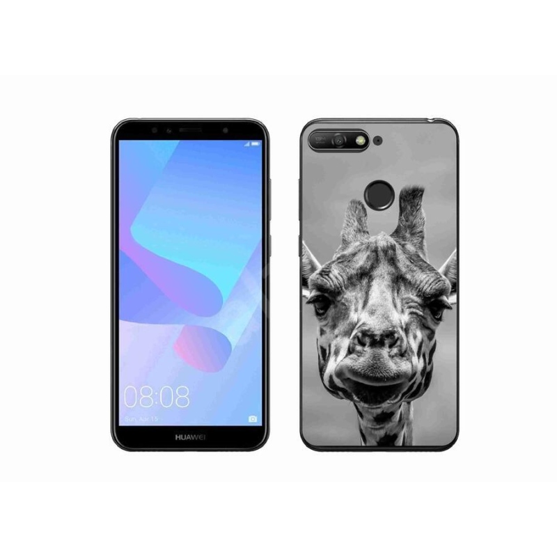 Gelový kryt mmCase na mobil Huawei Y6 Prime (2018) - černobílá žirafa