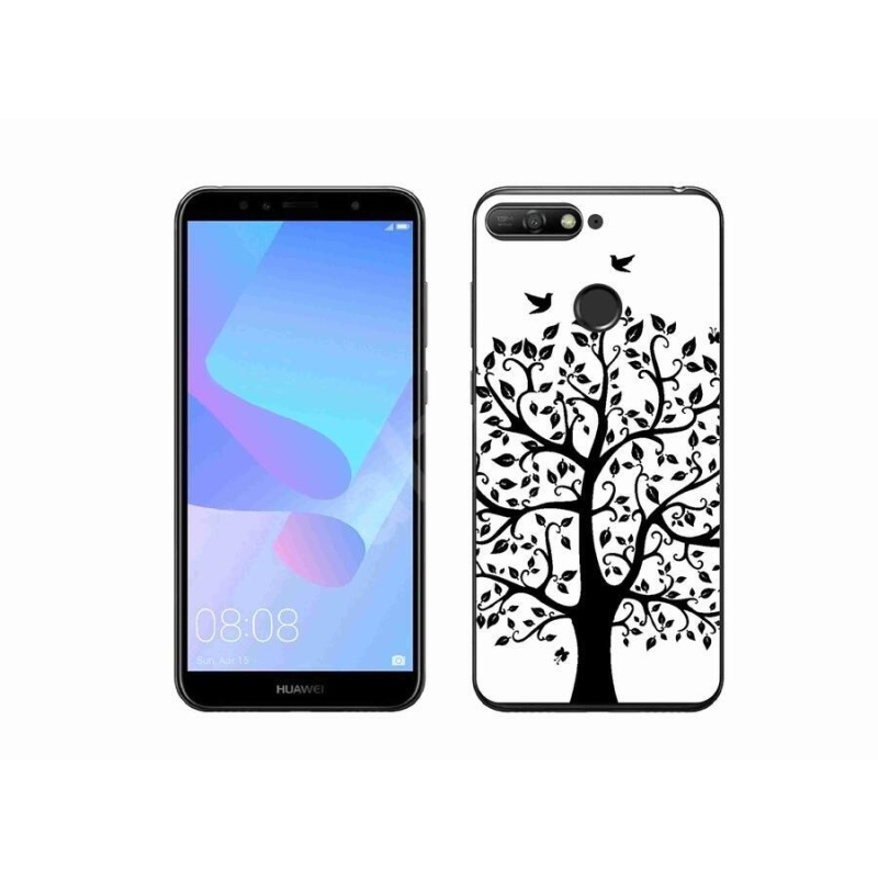 Gelový kryt mmCase na mobil Huawei Y6 Prime (2018) - černobílý strom