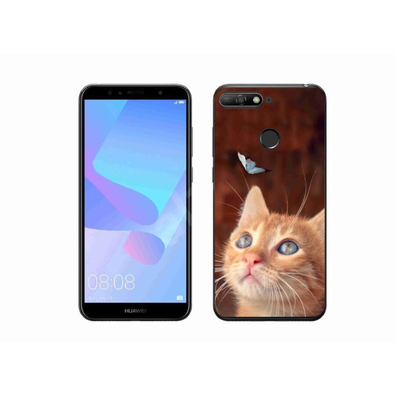 Gelový kryt mmCase na mobil Huawei Y6 Prime (2018) - motýl a kotě