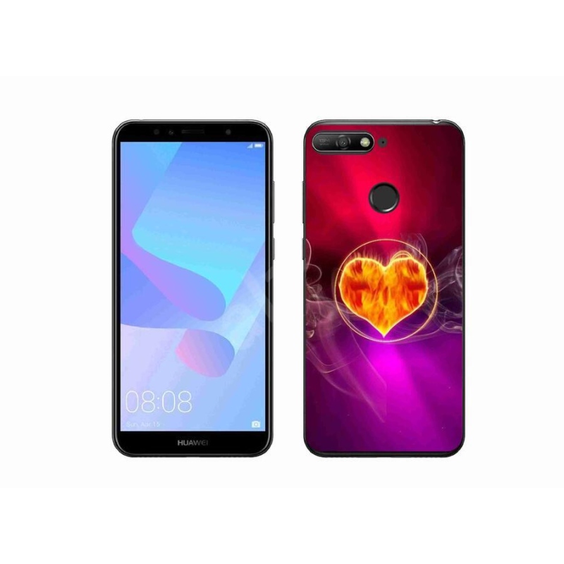 Gelový kryt mmCase na mobil Huawei Y6 Prime 2018 - ohnivé srdce