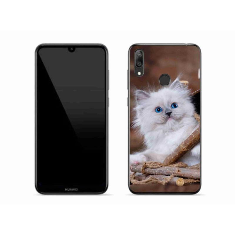 Gelový kryt mmCase na mobil Huawei Y7 (2019) - bílé kotě