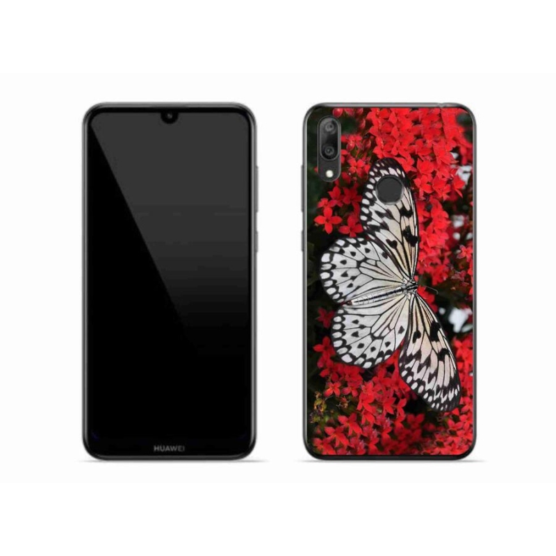 Gelový kryt mmCase na mobil Huawei Y7 (2019) - černobílý motýl 1