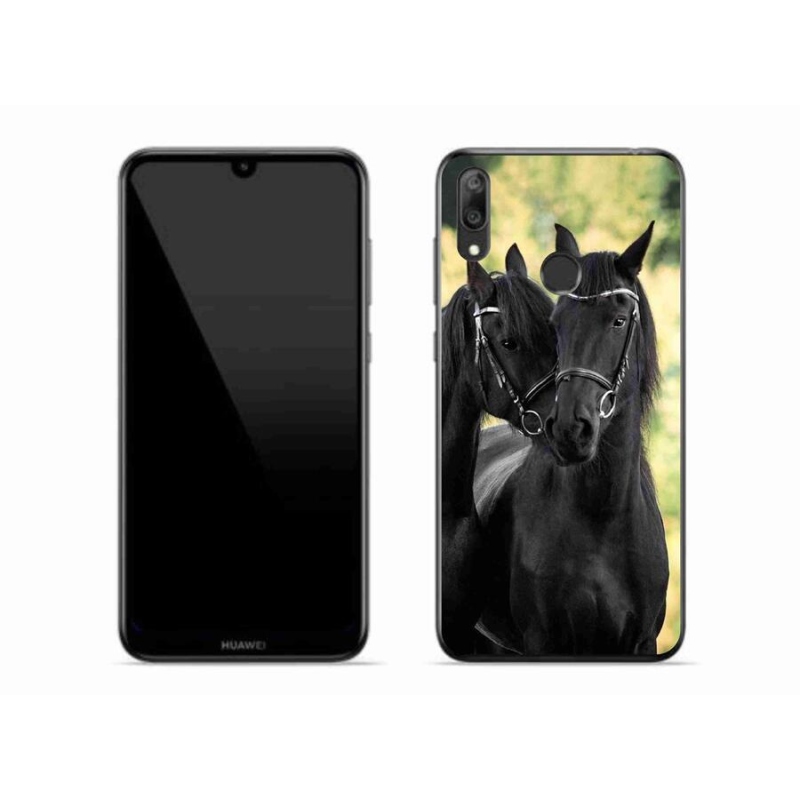 Gelový kryt mmCase na mobil Huawei Y7 (2019) - dva černí koně