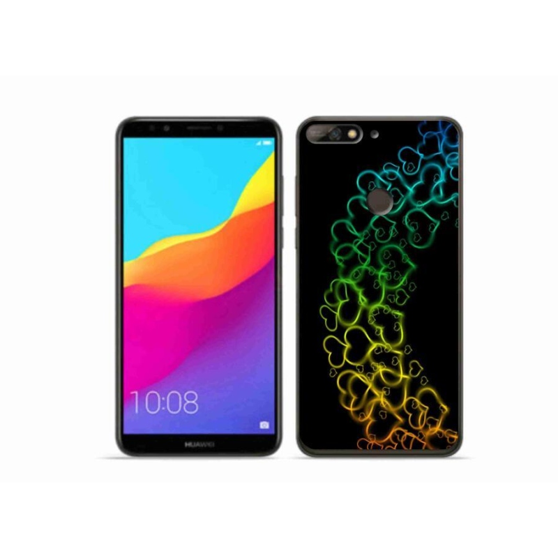Gelový kryt mmCase na mobil Huawei Y7 Prime (2018) - barevná srdíčka
