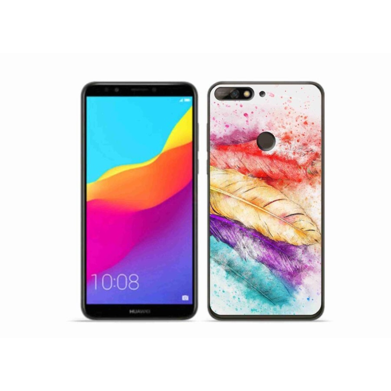 Gelový kryt mmCase na mobil Huawei Y7 Prime (2018) - barevné peří