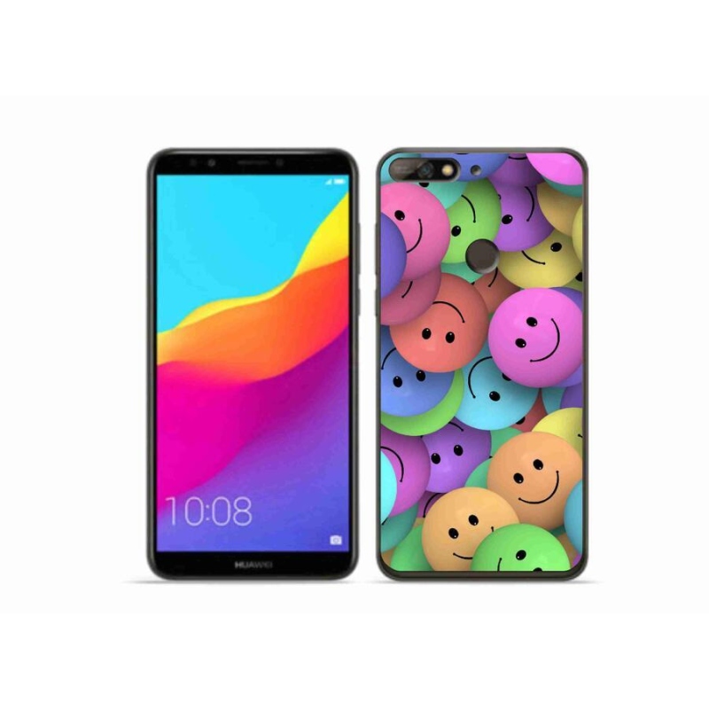 Gelový kryt mmCase na mobil Huawei Y7 Prime (2018) - barevní smajlíci