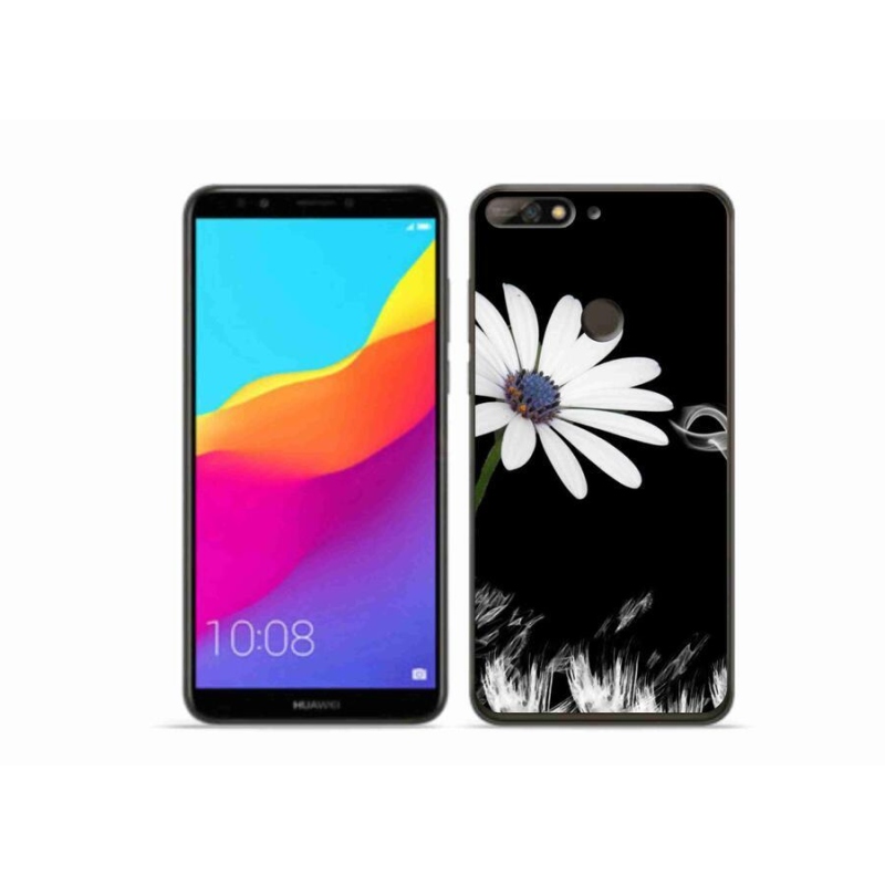 Gelový kryt mmCase na mobil Huawei Y7 Prime (2018) - bílá květina
