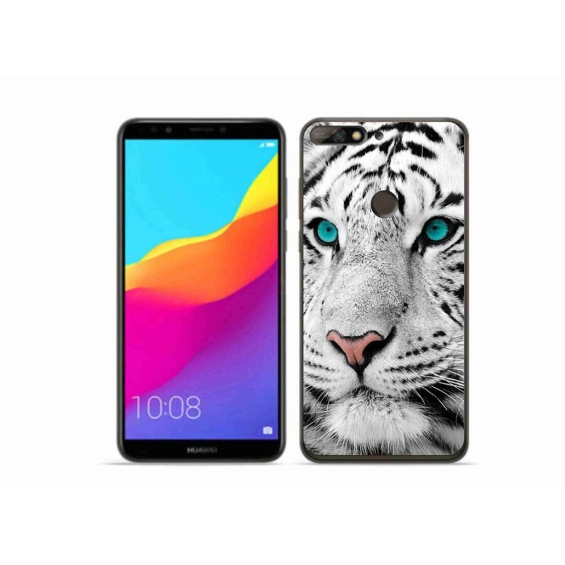 Gelový kryt mmCase na mobil Huawei Y7 Prime (2018) - bílý tygr