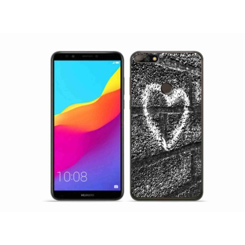 Gelový kryt mmCase na mobil Huawei Y7 Prime (2018) - srdce na zdi