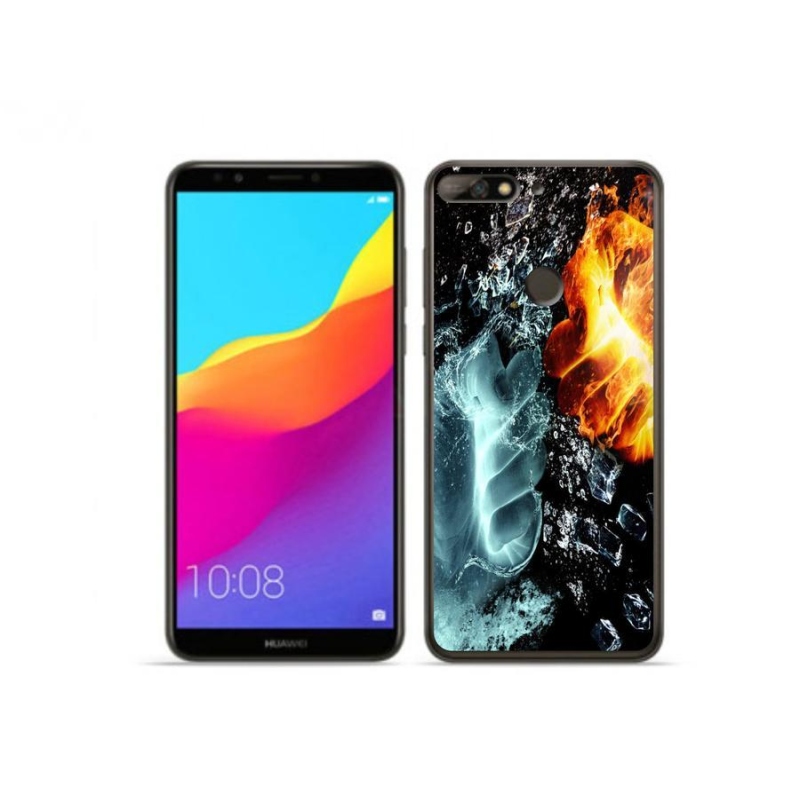 Gelový kryt mmCase na mobil Huawei Y7 Prime (2018) - voda a oheň