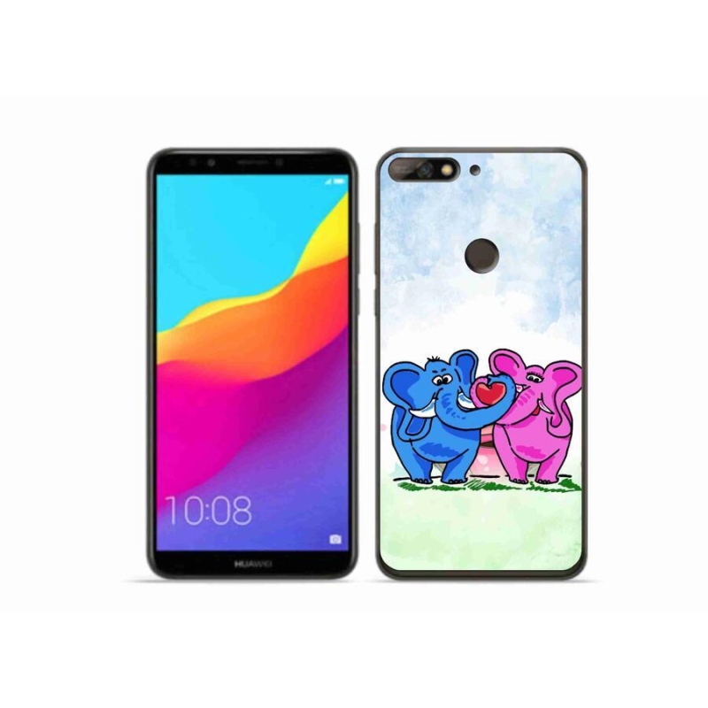 Gelový kryt mmCase na mobil Huawei Y7 Prime (2018) - zamilovaní sloni