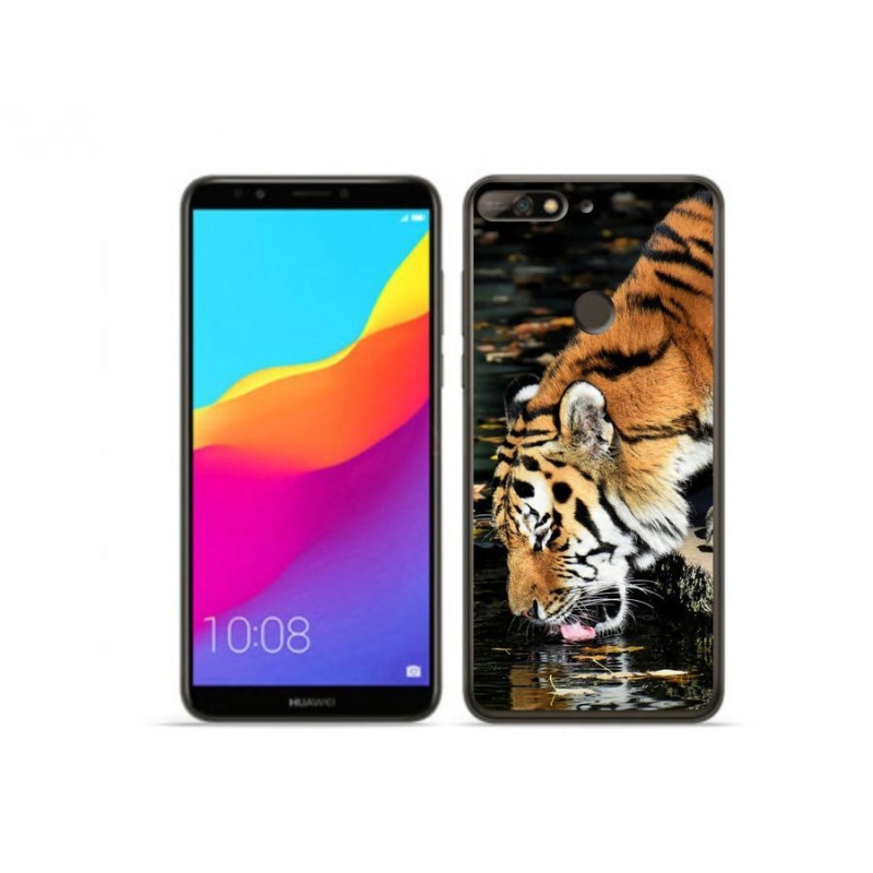 Gelový kryt mmCase na mobil Huawei Y7 Prime (2018) - žíznivý tygr