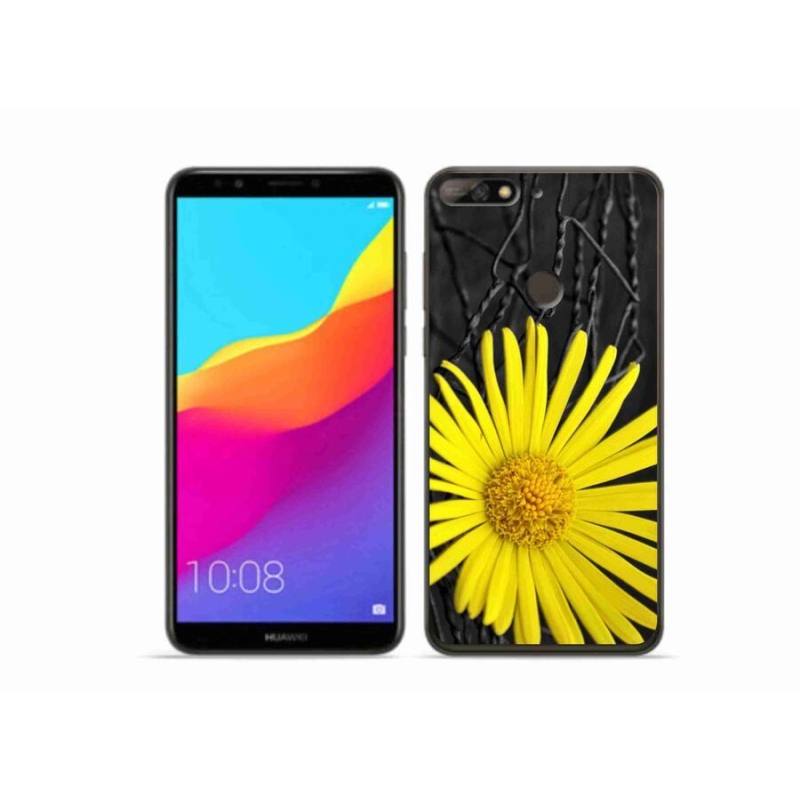 Gelový kryt mmCase na mobil Huawei Y7 Prime (2018) - žlutá květina