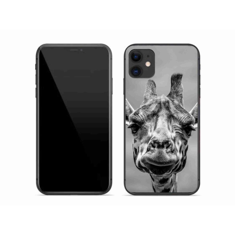 Gelový kryt mmCase na mobil iPhone 11 - černobílá žirafa