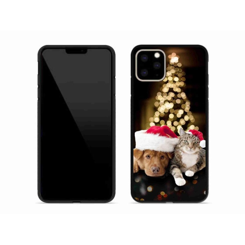 Gelový kryt mmCase na mobil iPhone 11 Pro Max - vánoční pes a kočka