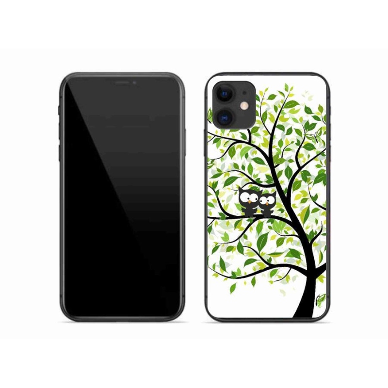 Gelový kryt mmCase na mobil iPhone 11 - sovičky na stromě