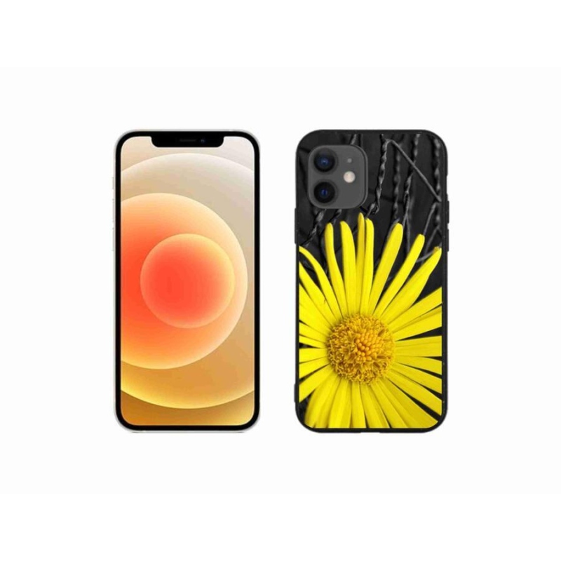 Gelový kryt mmCase na mobil iPhone 12 mini - žlutá květina