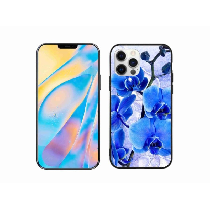Gelový kryt mmCase na mobil iPhone 12 - modré květy