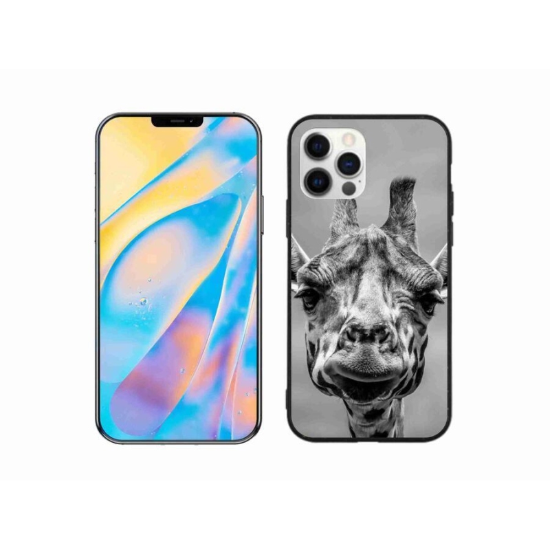 Gelový kryt mmCase na mobil iPhone 12 Pro - černobílá žirafa