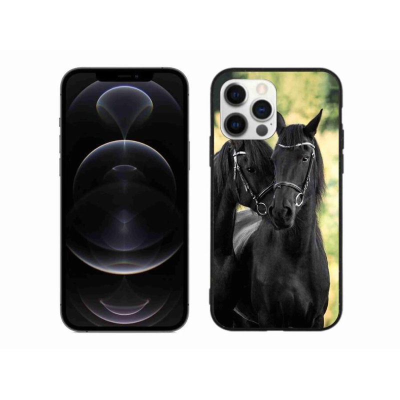 Gelový kryt mmCase na mobil iPhone 12 Pro Max - dva černí koně