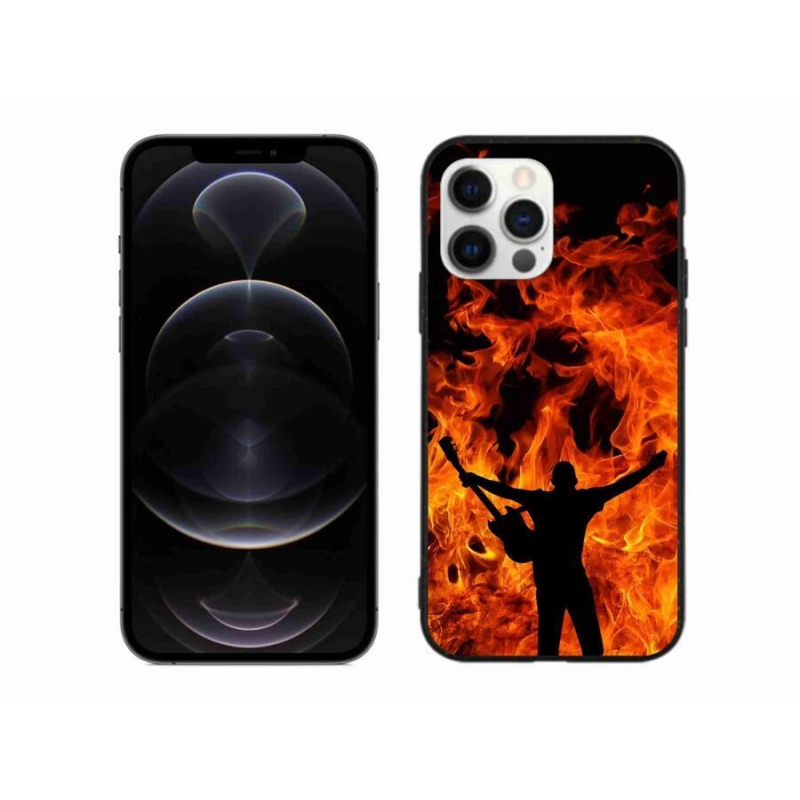 Gelový kryt mmCase na mobil iPhone 12 Pro Max - muzikant a oheň