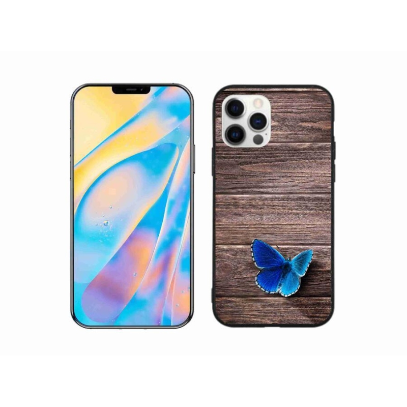 Gelový kryt mmCase na mobil iPhone 12 Pro - modrý motýl 1