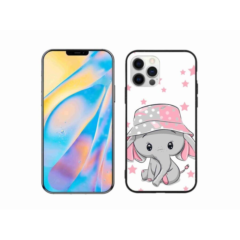 Gelový kryt mmCase na mobil iPhone 12 - růžový slon