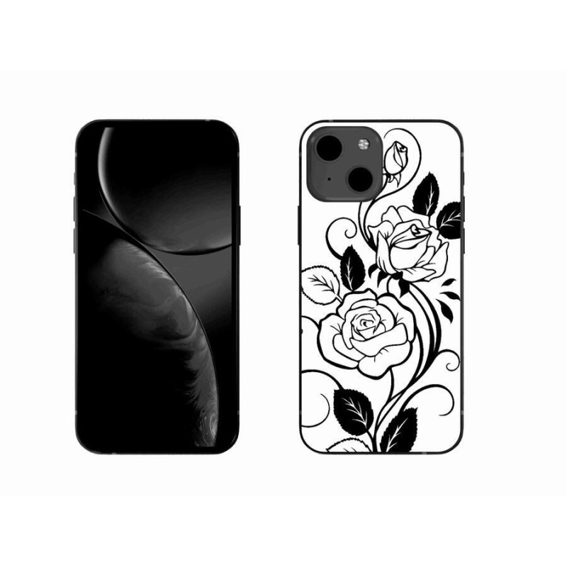 Gelový kryt mmCase na mobil iPhone 13 6.1 - černobílá růže