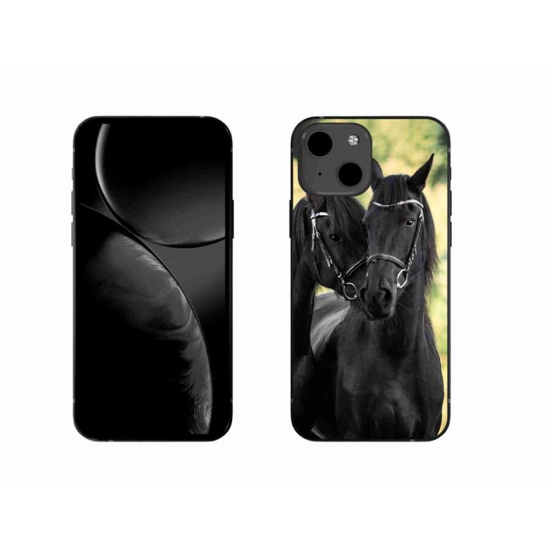 Gelový kryt mmCase na mobil iPhone 13 6.1 - dva černí koně