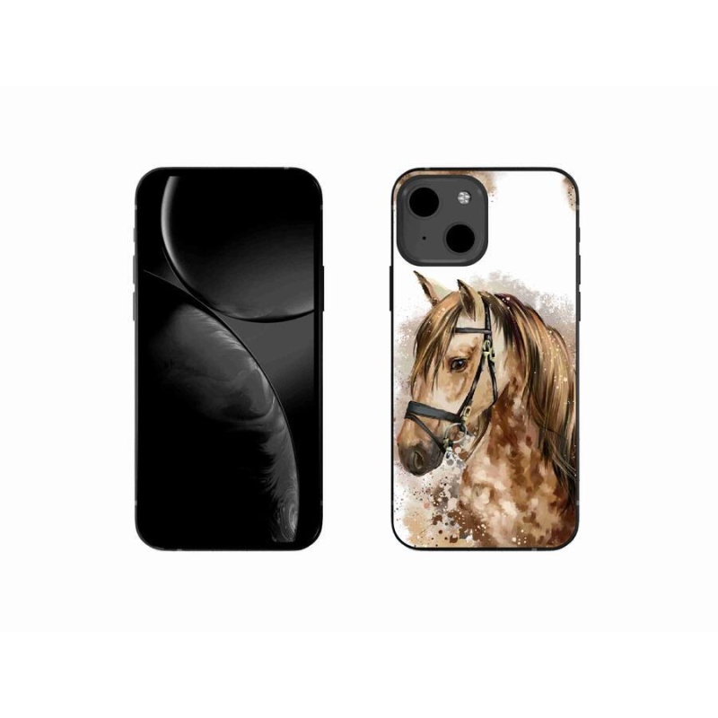 Gelový kryt mmCase na mobil iPhone 13 mini 5.4 - hnědý kreslený kůň