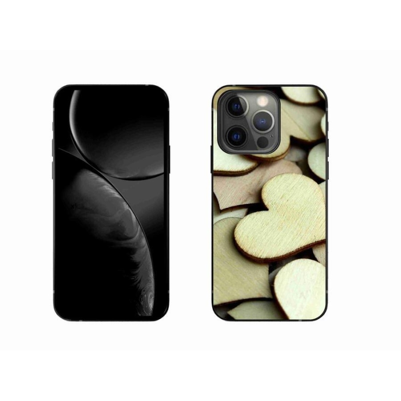 Gelový kryt mmCase na mobil iPhone 13 Pro 6.1 - dřevěná srdíčka
