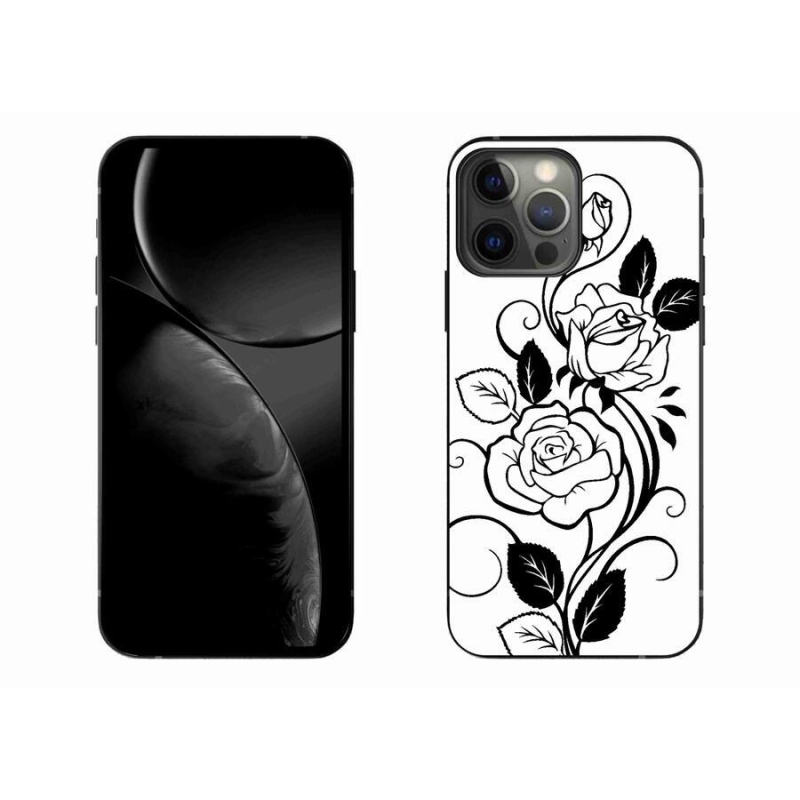 Gelový kryt mmCase na mobil iPhone 13 Pro Max 6.7 - černobílá růže