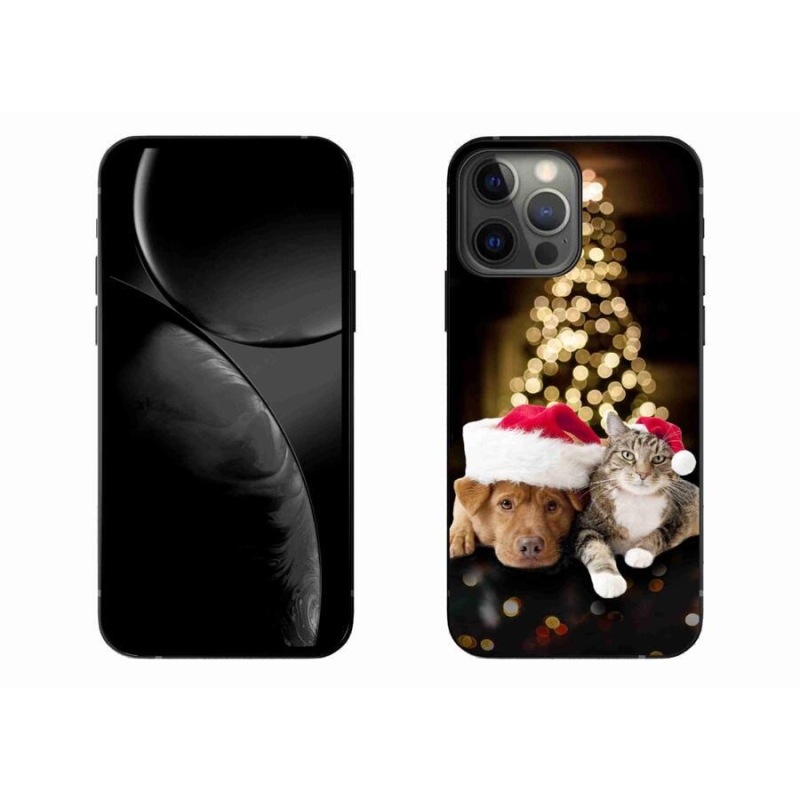 Gelový kryt mmCase na mobil iPhone 13 Pro Max 6.7 - vánoční pes a kočka