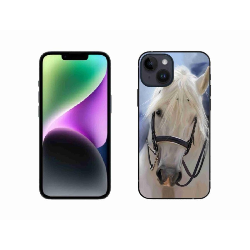 Gelový kryt mmCase na mobil iPhone 14 - bílý kůň