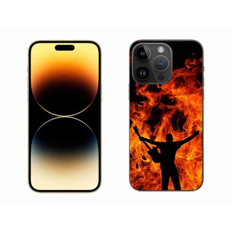 Gelový kryt mmCase na mobil iPhone 14 Pro Max 6.7 - muzikant a oheň