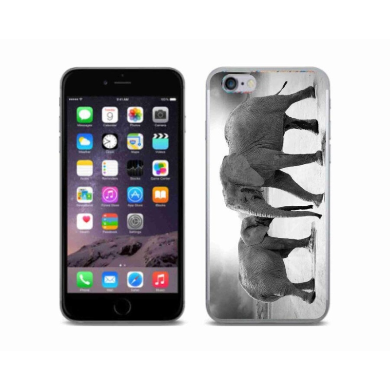 Gelový kryt mmCase na mobil iPhone 6/6S - černobílí sloni