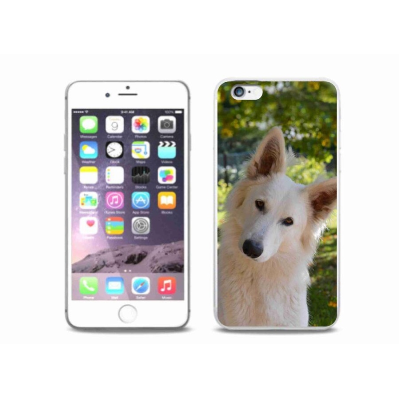 Gelový kryt mmCase na mobil iPhone 6/6S Plus - bílý švýcarský ovčák 1