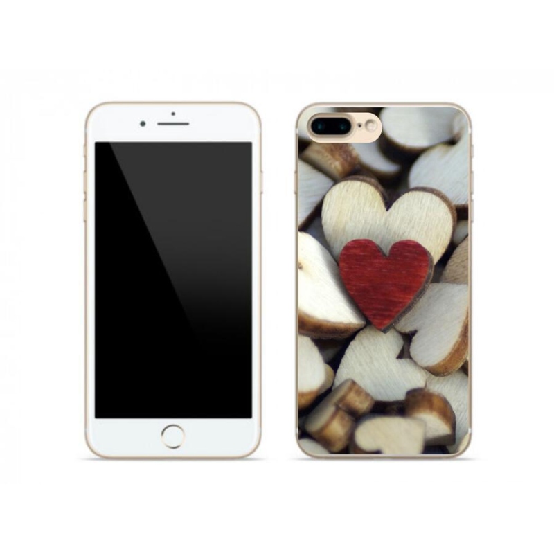 Gelový kryt mmCase na mobil iPhone 7 Plus - gravírované červené srdce