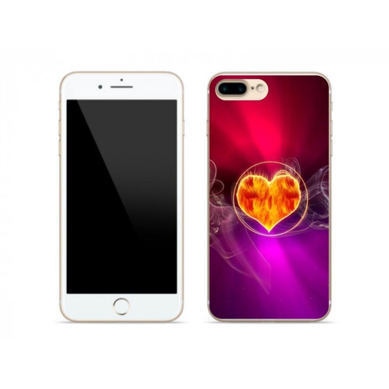 Gelový kryt mmCase na mobil iPhone 7 Plus - ohnivé srdce