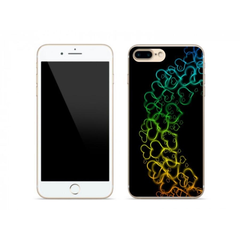Gelový kryt mmCase na mobil iPhone 8 Plus - barevná srdíčka